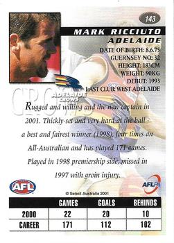 2001 Select AFL Authentic #143 Mark Ricciuto Back